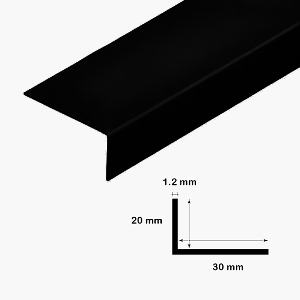 1m Black Unequal Plastic PVC Corner 90 Degree Angle Trim