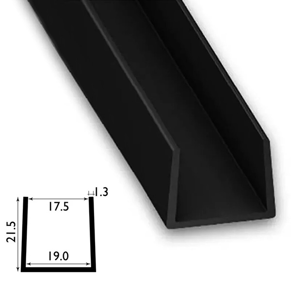 1 Metre PVC Square U Profile Strip with Sleek Finish