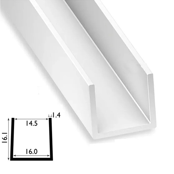 1 Metre PVC Square U Profile Strip with Sleek Finish