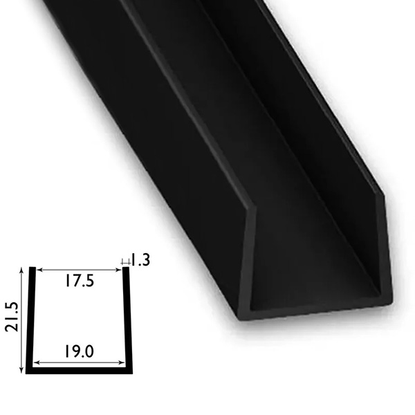 1 Metre PVC Square U Profile Strip with Sleek Finish