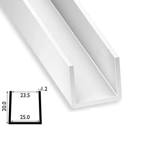 1 Metre PVC Square U Profile Strip with Sleek Finish