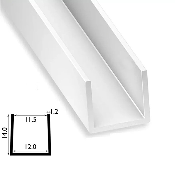 1 Metre PVC Square U Profile Strip with Sleek Finish