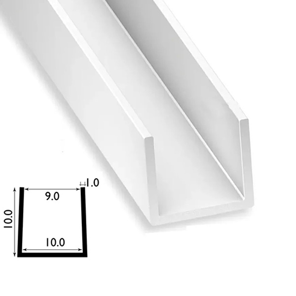 1 Metre PVC Square U Profile Strip with Sleek Finish