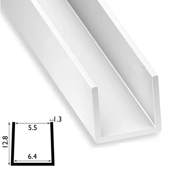 1 Metre PVC Square U Profile Strip with Sleek Finish