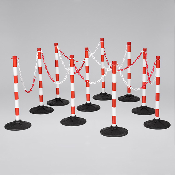 Heavy Duty Plastic Chain Bollards For Outdoor & Indoor Use - 10 Chain Posts