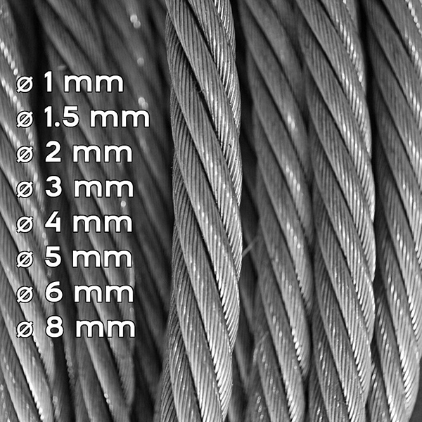 Galvanized Steel Wire Rope Cable - 20m Long 