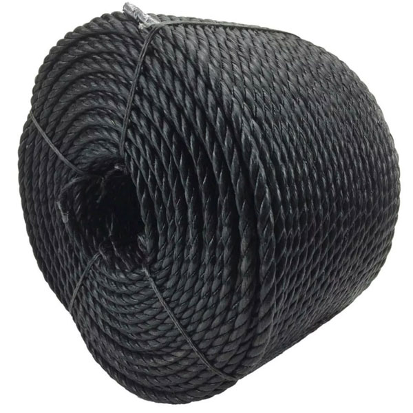 10mm Thick Polypropylene 3 Strand Black Rope Nylon Lightweight Coil