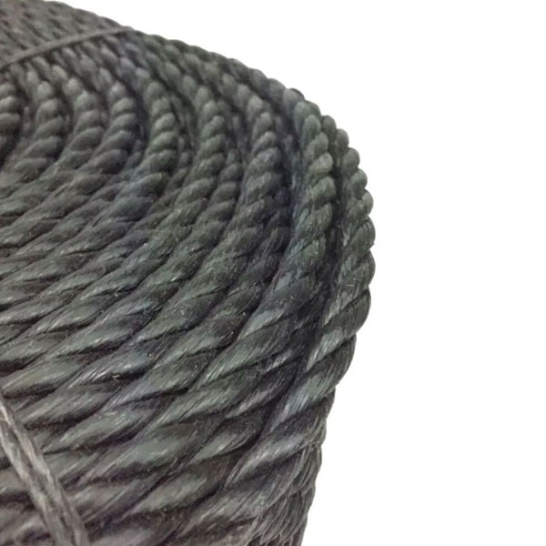 10mm Thick Polypropylene 3 Strand Black Rope Nylon Lightweight Coil