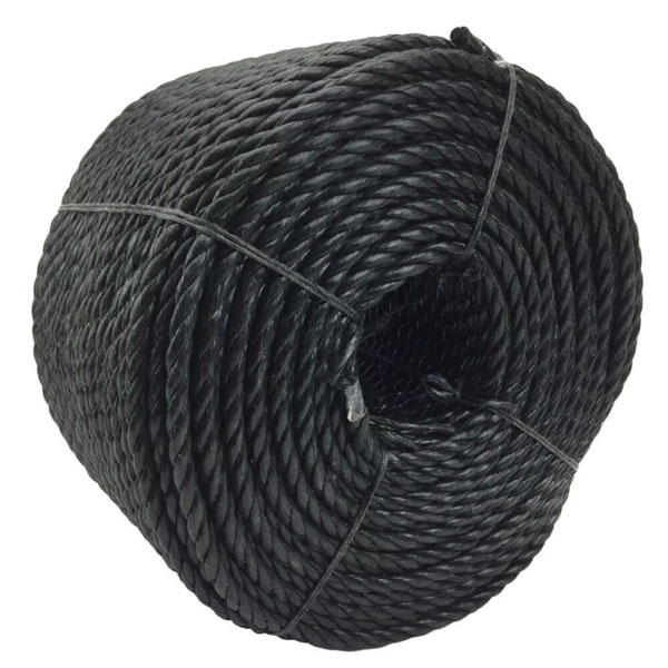 10mm Thick Polypropylene 3 Strand Black Rope Nylon Lightweight Coil