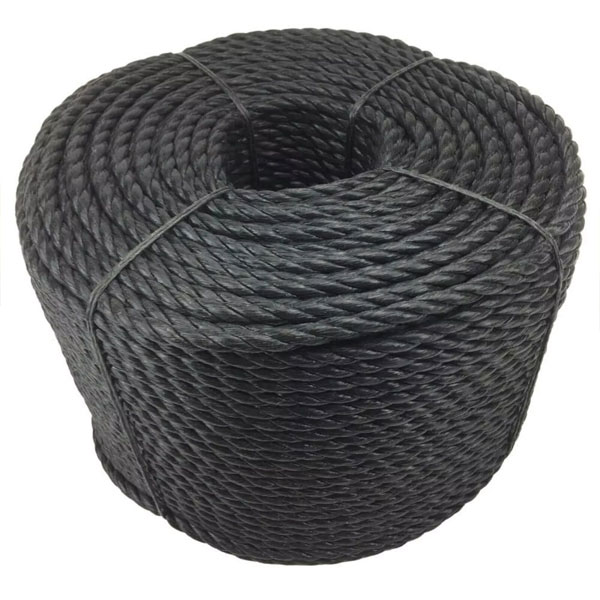 10mm Thick Polypropylene 3 Strand Black Rope Nylon Lightweight Coil