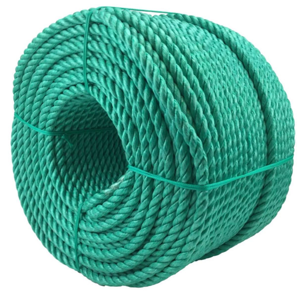 10mm Thick Polypropylene 3 Strand Green Nylon Rope Lightweight Coil 