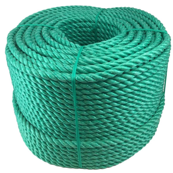 10mm Thick Polypropylene 3 Strand Green Nylon Rope Lightweight Coil 