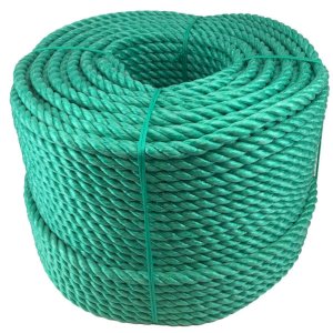 10mm Thick Polypropylene 3 Strand Green Nylon Rope Lightweight Coil 