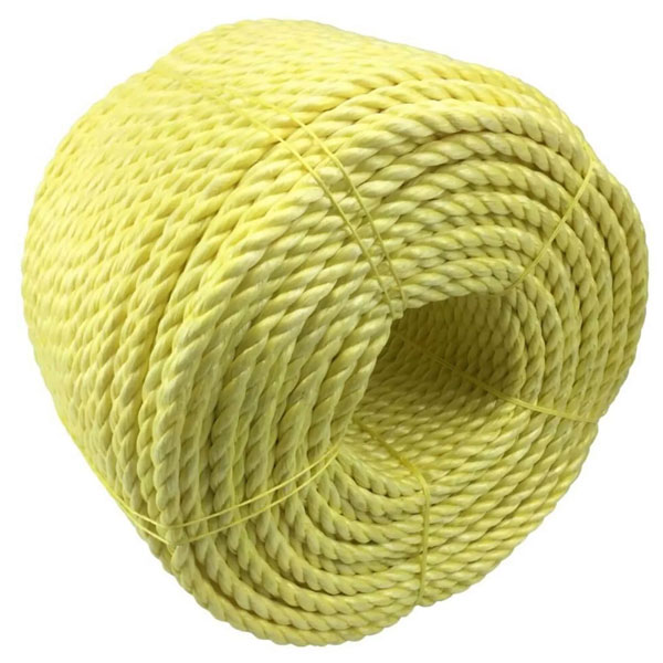 10mm Thick Polypropylene Yellow 3 Strand Rope Nylon Lightweight Coil