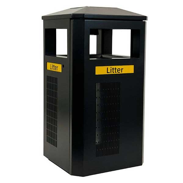 120L Park Litter Black Bin