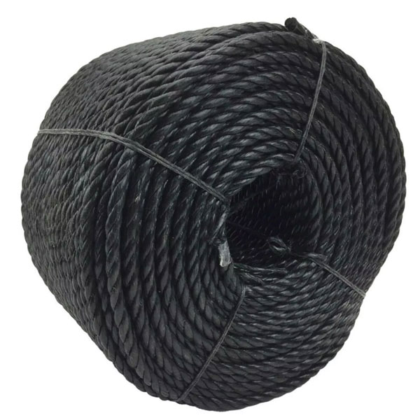 12mm Polypropylene 3 Strand Black Nylon Lightweight Rope Coil