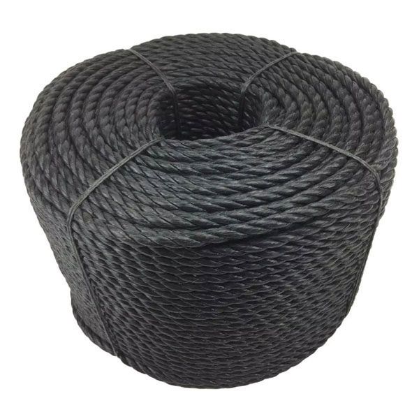 12mm Polypropylene 3 Strand Black Nylon Lightweight Rope Coil