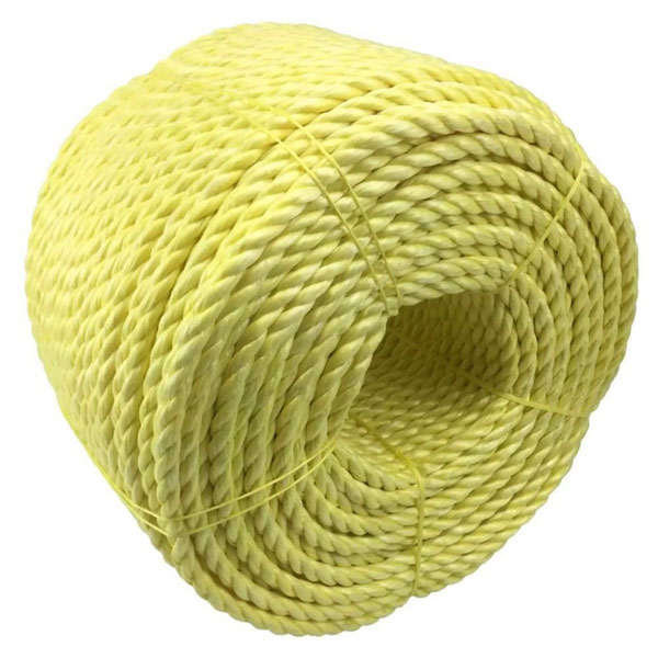 12mm Thick Polypropylene Yellow 3 Strand Rope Nylon Lightweight Coil 