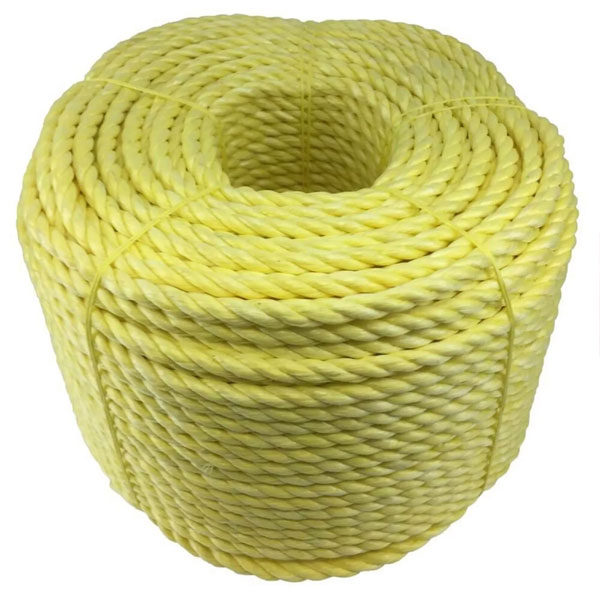 12mm Thick Polypropylene Yellow 3 Strand Rope Nylon Lightweight Coil 