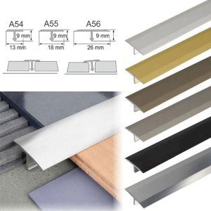 13mm Door Threshold Trim T Bar Transition Strip For Tiles Aluminium