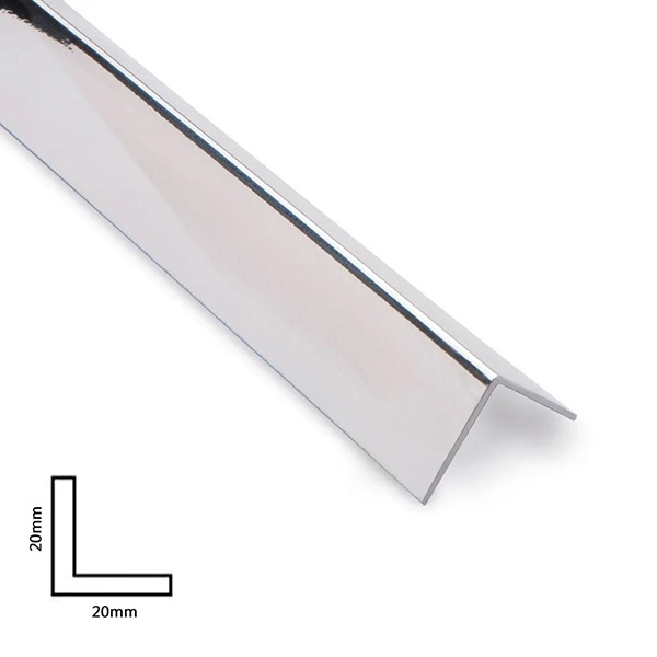 Chrome Plastic External Corner Edging Trim Cover - 20mm x 20mm 