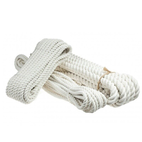 3m Long Natural Cotton White Twine Sash Cord 3 Strand Rope For Washing Clothes & Crafts