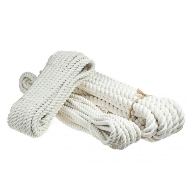 30m Long Sash Cord White Twine 3 Strand Natural Cotton Rope Washing Clothes