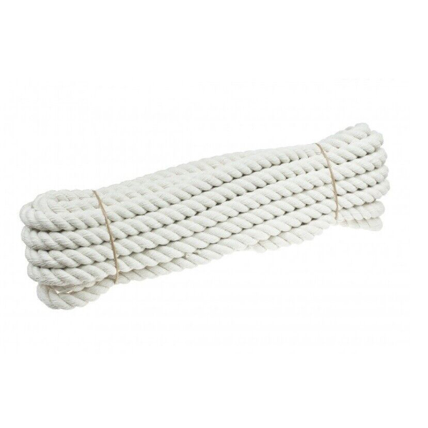 30m Long Sash Cord White Twine 3 Strand Natural Cotton Rope Washing Clothes