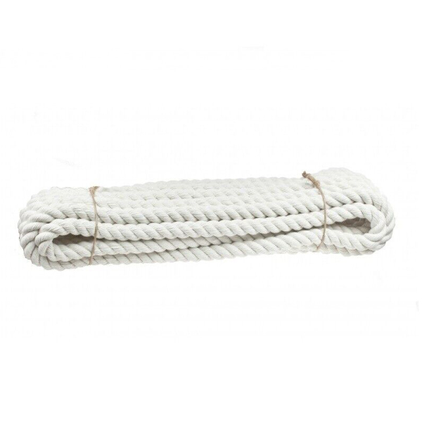 3 Strand Natural Cotton Rope Sash Cord White Twine Washing Clothes - 50m Long 