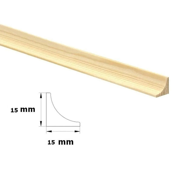 Scotia Pine Decorative Beading Wooden Timber Moulding Edge Trim - 1m Long