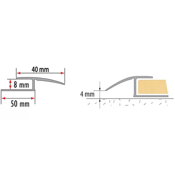 1m ZET O Profile Aluminium Door Edging Floor Trim Threshold