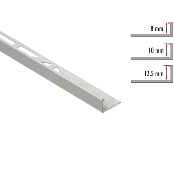 2.5m Aluminium Straight Edge L-Shape Tile Trim