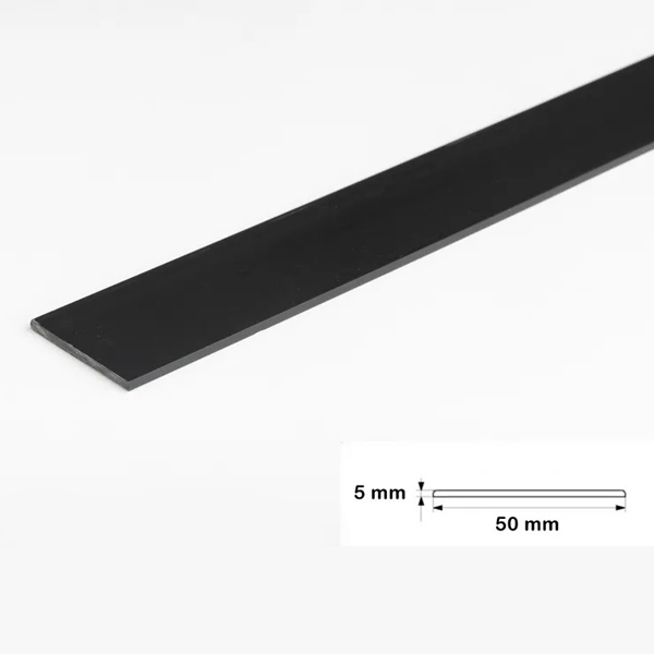 2.5m Black Durable PVC Flat Bar, Trim Architrave, Cover