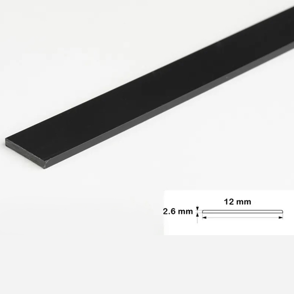 2.5m Black Durable PVC Flat Bar, Trim Architrave, Cover