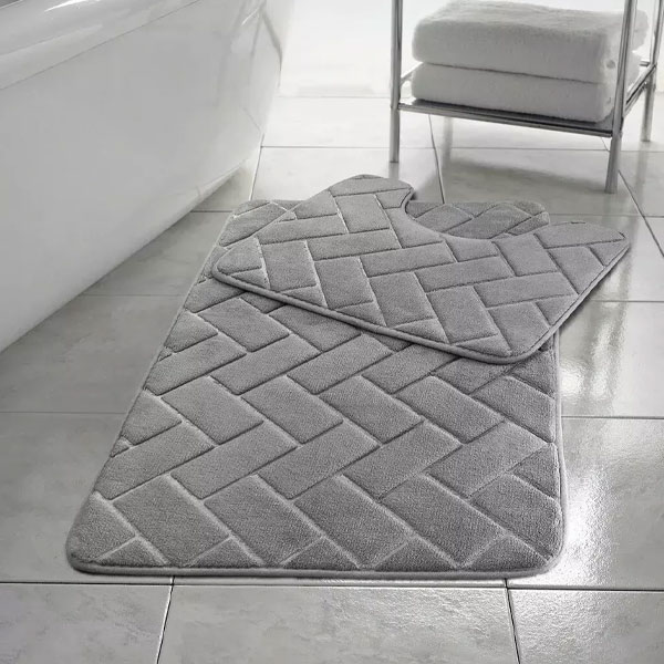 2 Pcs Anti-Slip  Memory Foam Rubber Mat Pedestal Toilet Bathroom Rug