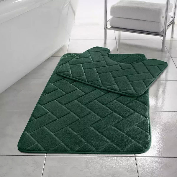 2 Pcs Anti-Slip  Memory Foam Rubber Mat Pedestal Toilet Bathroom Rug