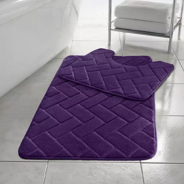 2 Pcs Anti-Slip  Memory Foam Rubber Mat Pedestal Toilet Bathroom Rug