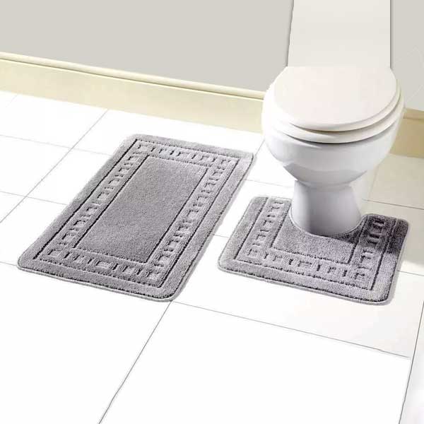 2 Pcs Non Slip Memory Foam Rubber Pedestal Mat Toilet Bathroom Rug