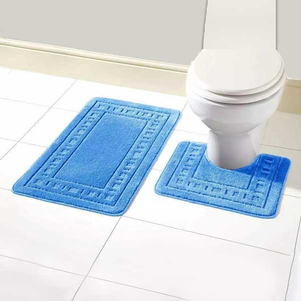 2 Pcs Non Slip Memory Foam Rubber Pedestal Mat Toilet Bathroom Rug