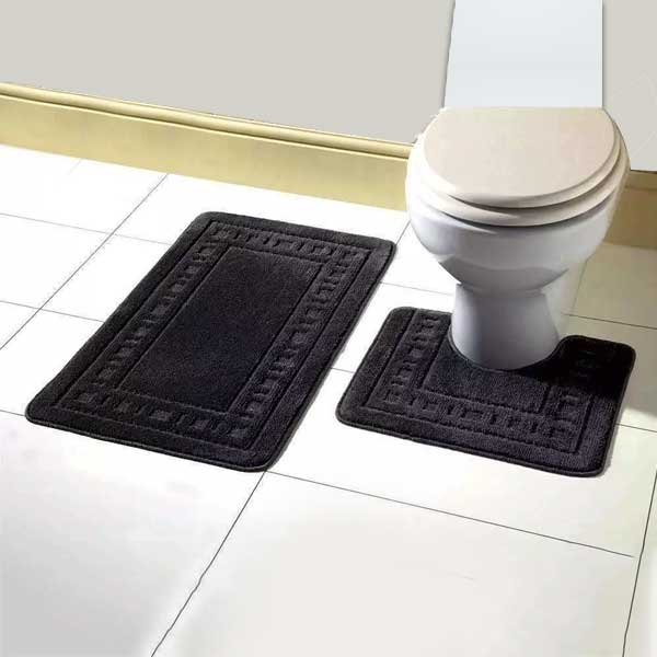 2 Pcs Non Slip Memory Foam Rubber Pedestal Mat Toilet Bathroom Rug