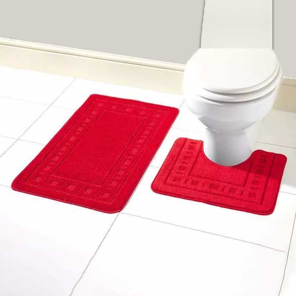 2 Pcs Non Slip Memory Foam Rubber Pedestal Mat Toilet Bathroom Rug