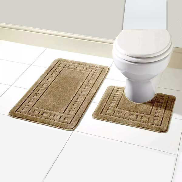 2 Pcs Non Slip Memory Foam Rubber Pedestal Mat Toilet Bathroom Rug