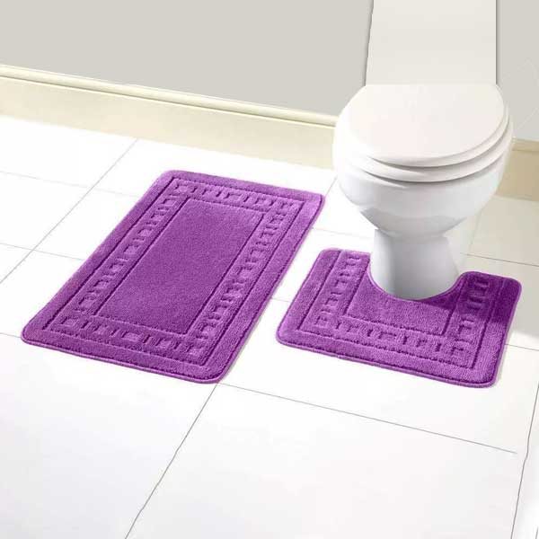 2 Pcs Non Slip Memory Foam Rubber Pedestal Mat Toilet Bathroom Rug