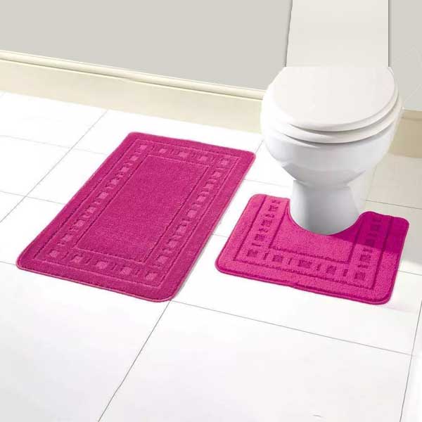 2 Pcs Non Slip Memory Foam Rubber Pedestal Mat Toilet Bathroom Rug