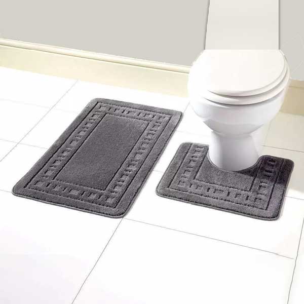 2 Pcs Non Slip Memory Foam Rubber Pedestal Mat Toilet Bathroom Rug