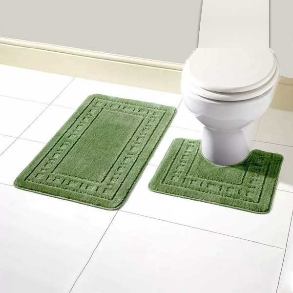 2 Pcs Non Slip Memory Foam Rubber Pedestal Mat Toilet Bathroom Rug