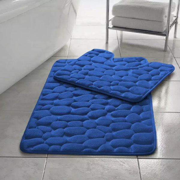 2 Pcs Non Slip Rubber Memory Foam Mat Pedestal Toilet Bathroom Rug