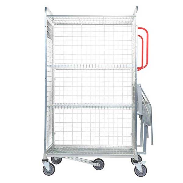 2 Shelves Silver Picking Trolley with Steps