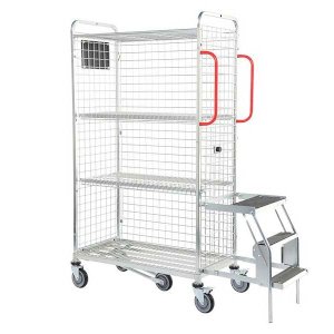 2 Shelves Silver Picking Trolley with Steps