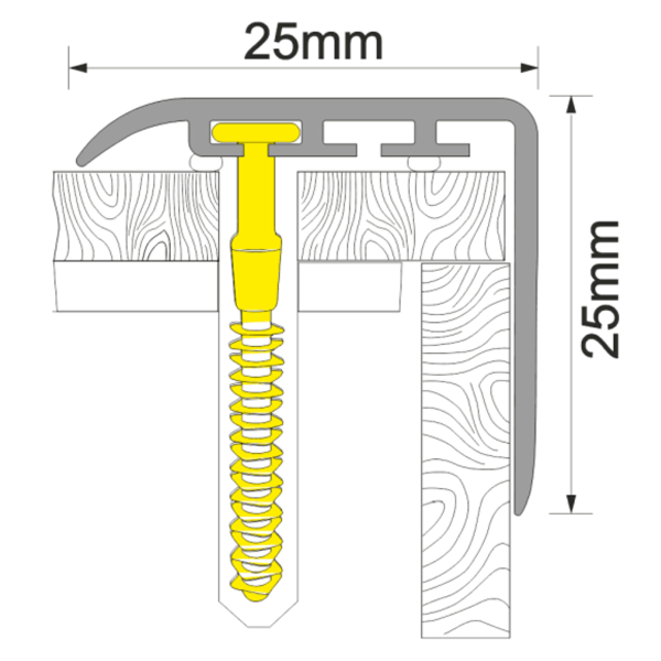 25mm x 25mm UPVC Non Slip Stair Nosing Trim Wooden Finish